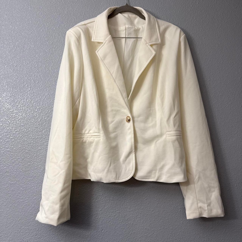 Women's Cream Blazer with Gold Button